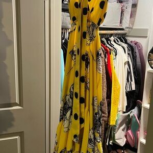 Yellow Polka Dot Maxi High Low Dress